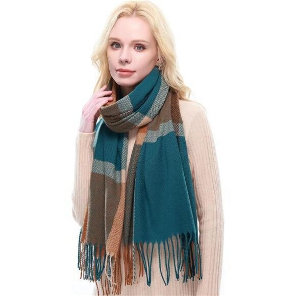 Plaid Scarf for Women Warm Large 06